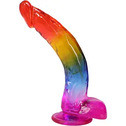 Фалоімітатор Doc Johnson Crystal Jellies 24 см Rainbow - мініатюра 2