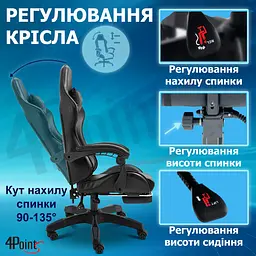 Геймерське крісло 4Points GT з підставкою для ніг Чорне - мініатюра 12