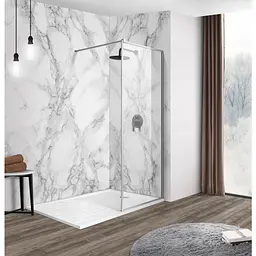 Душова стінка Imprese Walk-In з профілем та тримачем, 100x200 см, скло прозоре хром s09110001TR, прозорий, хром