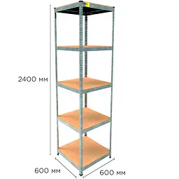 Металевий стелаж Emby Light Series (розмір 2400х600x600мм) 5 полиць ДСП до 100кг Оцинкований - мініатюра 2