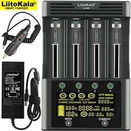 Зарядний пристрій Liitokala Lii-600 на 4 канали (для Ni-MH, Ni-CD, Li-Ion) з блоком живлення і автоадаптером - мініатюра 2
