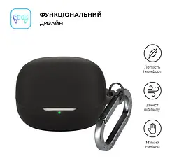Силіконовий чохол для навушників Xiaomi Buds 5 Pro, Hang Case, чорний, ультратонкий захисний кейс товщиною 2 мм, захист від подряпин, пилу та ударів, компактний, з карабіном для кріплення, ArmorStandart (ARM84515) - мініатюра 2