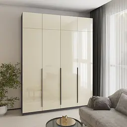 Шафа 4-дверна з антресоллю MebelStar Оскар Gloss BL-B, додаткова штанга 200x52x260 см Антрацит/Альмонд (MBS-5550)