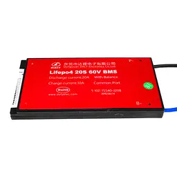 BMS плата LiFePO4 60V 20S Dis 20A Ch 10A