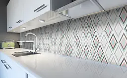 Кухонний фартух Ромби Геометрія вінілова для кухні 65х250 см Абстракція Сірий Happy Pocket Z184568 - мініатюра 5