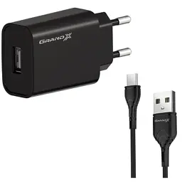 Зарядний пристрій Grand-X Quick Charge QС3.0, + cable USB -> Type C 1m (CH-550TC)