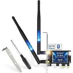 WiFi карта EDUP WiFi 6E PCI-E для ПК з Bluetooth 5.2 тридіапазонна 5374 Мбітс для ігор та роботи