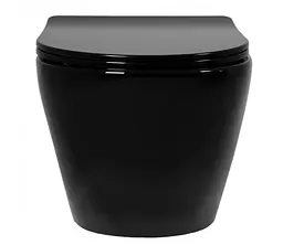 Підвісний унітаз Rea Carlo Mini rimless flat black REA-C8936, Чорний - мініатюра 2
