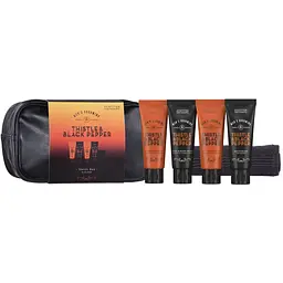Подарунковий набір Scottish Fine Soaps Men’s Grooming Thistle&Black Pepper з ароматом перцю: Гель для душу 75 мл + Гель для вмивання 75 мл + Бальзам після гоління 75 мл + Скраб 75 мл (105005)
