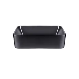 Умивальник Qtap Tern накладний прямокутний 475x370x140 мм Black matt + донний клапан PU03, Чорний матовий - мініатюра 3