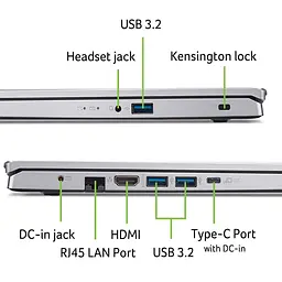 Ноутбук Acer Aspire Go 15,NX.J7XEX.01K,5 7430U (6-core),Radeon,16GB 3200MHz (1x16GB) DDR4 - мініатюра 10