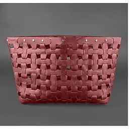 Шкіряна плетена жіноча сумка Пазл Xl бордова Krast