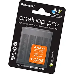 Акумулятор Panasonic Eneloop Pro AAA 930mAh NiMh 4шт + Case Eneloop (BK-4HCDEC4CP) [103353] - мініатюра 2