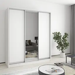 Шафа-купе тридверна MebelStar Стандарт AL 2ДСП/Дзеркало 180x45x210 см Аляска білий (MBS-2890)