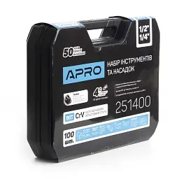 Набір насадок та інструментів Apro CrV 1/4" 1/2" 90Т 100 шт. 30412 - мініатюра 3