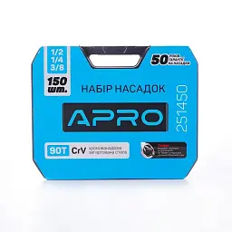 Набір насадок та інструментів Apro з тріскачкою CrV 1/4" 3/8" 1/2" 90T 150 шт. 30412 - мініатюра 4