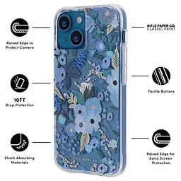 Протиударний чохол Case-Mate Rifle Paper Co RP046732 для iPhone 13 (6.1") Garden Party Blue - мініатюра 3