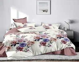 Комплект постільної білизни Ecotton двоспальний Сімейний 150х215 см Квіти білий (23929) (23929)