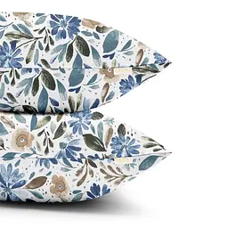 Комплект постільної білизни Cosas євро з простирадлом на резинці CALIFORNIA FLOWERS CS2 200 x 220 см (FlowersWashBlueWhite_El-104Ashmint_200) - мініатюра 4