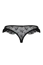 Трусики з оборками Passion Exclusive - Donia Thong, XXL/XXXL (чорні) - мініатюра 4