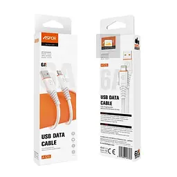 Кабель Aspor A126 Quick Charge USB – Lightning (6A/1м)- білий - мініатюра 2
