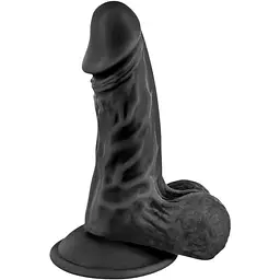 Фалоімітатор із присоскою Real Body - Real Mike Black, TPE, діаметр 3,8 см