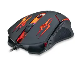 Миша REAL-EL RM-520 Gaming, чорний, USB, оптична, 800/1200/1600/2400 dpi, 5 кнопок, 1,5 м, LED підсвічування