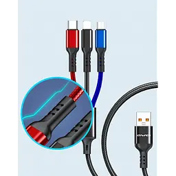 Кабель для заряджання телефонів AWEI CL 971 3 в 1 USB to Type-C+Lightning+MicroUSB 2,4A - мініатюра 3