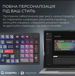 Механічна ігрова клавіатура GamePro MK-305-BK Asgard Drakkar Keychron Super Red Switch Bluetooth 5.2/2.4 ГГц/USB Black - мініатюра 9