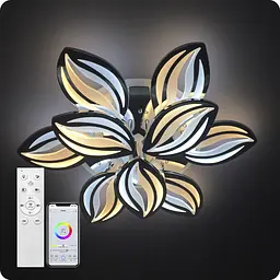 Люстра світлодіодна 517 Light 3color з пультом 180Вт Хром (02113) - мініатюра 4