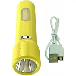 Ручний ліхтар Yajia YJ-8931C 1LED+COB USB акумуляторний із бічним світлом Жовтий - мініатюра 2
