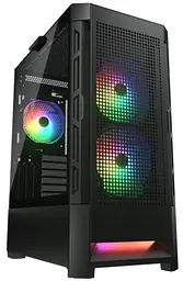 Корпус Cougar Airface RGB Black без БЖ ATX / Micro ATX / Mini ITX USB 3.0 x2 USB 2.0 x1 RGB підсвічування 2x140 ARGB 1x120 ARGB загартоване скло 230x491x386 мм