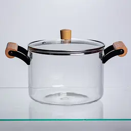 Скляна каструля Yiwu 4.5 л з кришкою діаметр 20 см посуд з боросилікатного скла для готування варіння страв кухонний прозорий HP-34-109 - мініатюра 5