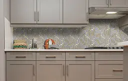 Кухонний фартух Золоте листя ПВХ для декору 60х300 см Абстракція Сірий Happy Pocket Z183876 - мініатюра 2