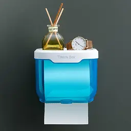 Пластиковий водонепроникний бокс - тримач туалетного паперу та серветок Tissue Box з поличкою для ванної кімнати - мініатюра 2