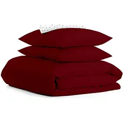 Комплект постільної білизни Cosas Ruby CS5 Євро бордо (Ranfors79_Bordo_DotsBlackWhite_200)