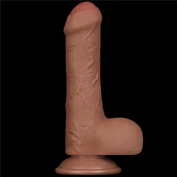 Фалоімітатор LoveToy Sliding-Skin Dual Layer Dong 7" 18.3 см коричневий - мініатюра 14