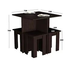 Кухонний стіл Gamma Style ЗАТИШОК (730x730x750) Дуб Венге - мініатюра 3