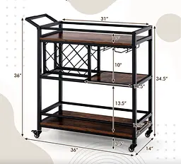 Стелаж Costway Carrito - кухонний візок з баром в стилі Loft - мініатюра 5