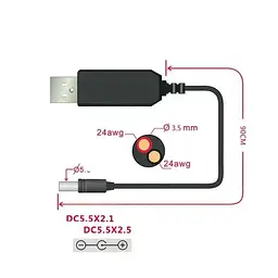Підвищуючий USB перетворювач напруги DC 5 в 9 вольт, 0.8 Ампер, штекер 5.5x2.1мм (100924) - мініатюра 4