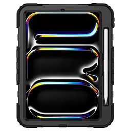 Протиударний захисний чохол для планшета Apple iPad Pro 11 (2024)/Pro 11 (2025) M5, Panzer, чорний, силікон + полікарбонат, накладка з підставкою і ремінцем на плече, з посиленими кутами, 360°, ArmorStandart (ARM82527) - мініатюра 3
