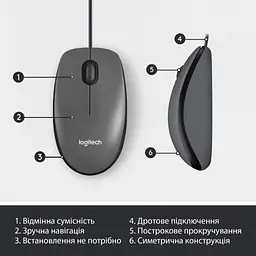 Мишка Logitech M100 USB Black (910-006652) - мініатюра 6
