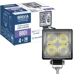 LED фара Brevia Sport Далеке світло 10-30V 12W 880Lm Алюмінієвий корпус IP68 (10602QLX1) - мініатюра 6