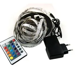 Світлодіодна стрічка вологозахищена з контролером пульт та БП UKC 3528 SMD RGB 60/1m - мініатюра 2