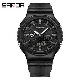 Чоловічий наручний годинник 3167 All Black Sanda acs0030942