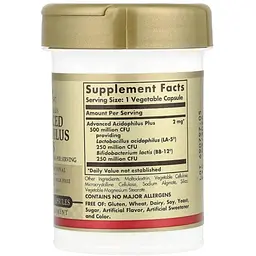 Пробіотики Solgar Advanced Acidophilus Plus 60 вегетаріанських капсул - мініатюра 2