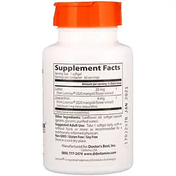 Лютеїн Doctor's Best Lutein with Lutemax 20 мг 60 желатинових капсул - мініатюра 2