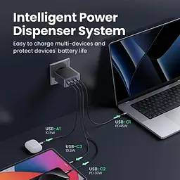 Зарядний пристрій 4xUSB 100W (3xUSB-C+USB-A) Gan Nexode Fast Charger Сірий X565 Ugreen (35043) - мініатюра 2