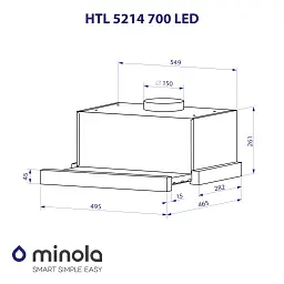 Витяжка телескопічна Minola HTL 5214 BL 700 LED - мініатюра 11