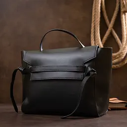 Сумка з клапаном із шкірзамінника Vintage s_14949 чорна - мініатюра 4